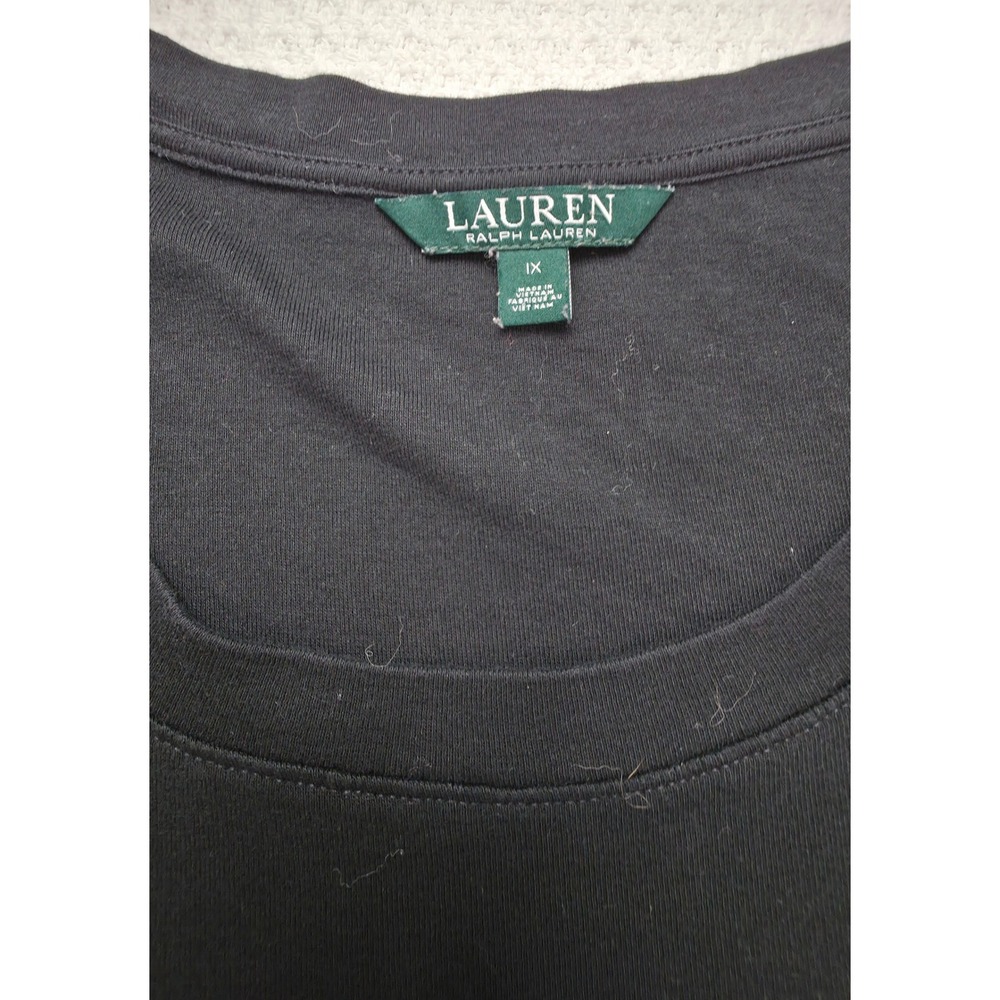 Lauren Ralph Lauren Top Womens 1X Black Cotton Long Sleeve Crew Neck Casual EUC - Picture 4 of 11